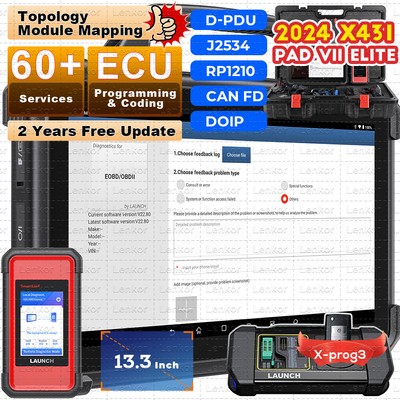 LAUNCH X431 PAD VII Pad7 Pro Car Diagnostic Scanner J2534 Key Programming Coding