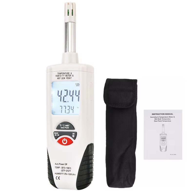 Handheld Digital Humidity Temperature Meter with Dew Point and Wet Bulb Temperat