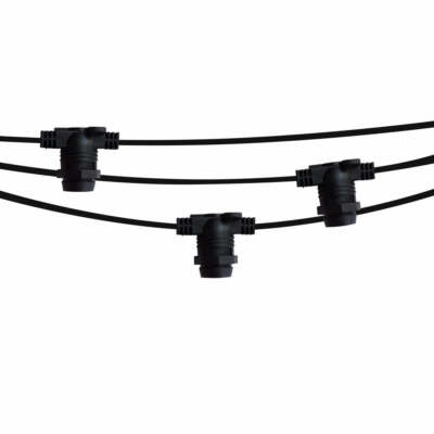 (Cord Only) 25 Socket Outdoor DIY String Light 29 FT Black Cord w/ E12 C7 Base