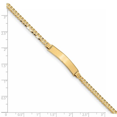 Pre-owned Superdealsforeverything Real 14kt Yellow Gold Flat Curb Link Id Chain Bracelet; 7 Inch; Lobster Clasp