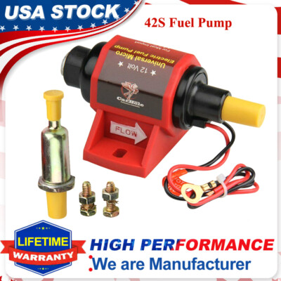 2-3.5 PSI Red Universal Micro Electric Fuel Pump 42S Polymer Gasoline 42 GPH 12V