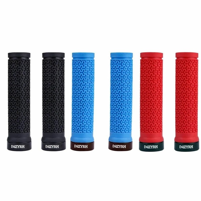 2pcs MTB Grips Bike Lockable Aluminum Clamp Grip Lock On Anti-Slip Rubber