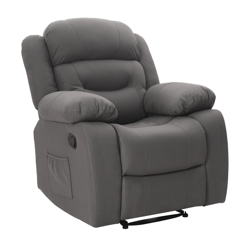 With Cupholder, Faux Microsuede, Gray