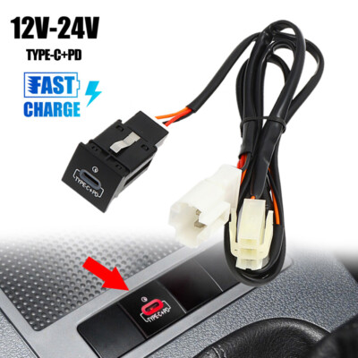 Red LED USB-C PD Port Hub Charger For VW Golf / GTI / R-Line 2006-2013 MK5 MK6