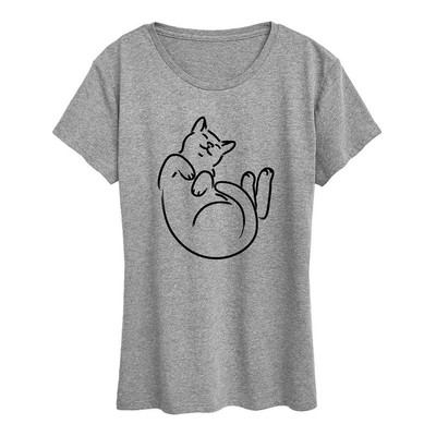 

Женская футболка для сна с котом для мгновенных сообщений, Heather grey