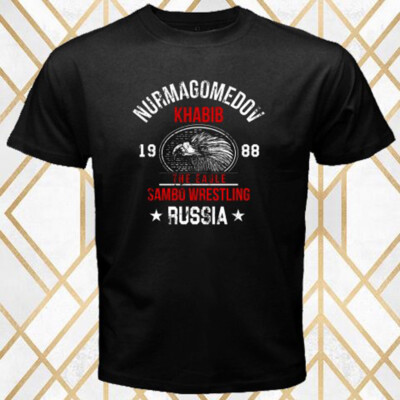 Khabib Nurmagomedov The Eagle Sambo Wrestling Men's Black T-Shirt Size S - 3XL