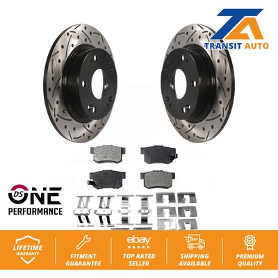 Rear Drilled Slot Disc Brake Rotor Ceramic Pad Kit For Honda Civic Acura ILX CSX