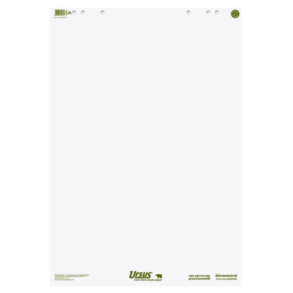 Ursus Green Flipchart Blöcke 5x 20 Blatt blanko weiß 80g/m² für Flipchart Tafeln