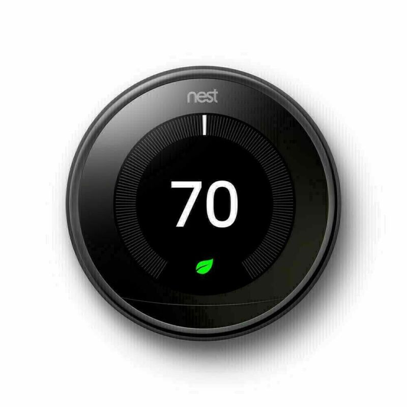 Google Nest 3rd Generation Learning Thermostat: T3007ES Mirror Black w/Base