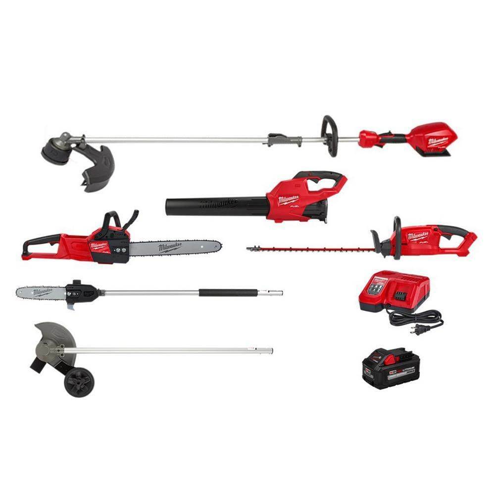 String Trimmer/Blower Combo Kit with Attachments Chainsaw Hedge Edger Pole Saw