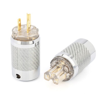 Rhodium Plated / Gold Plated US/EU Power Plug + IEC Adapter for HIFI Power Cable