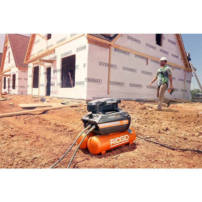 4.5 Gal. Portable Electric Quiet Air Compressor with 15&deg; 1-3/4 In. Coil Roofing