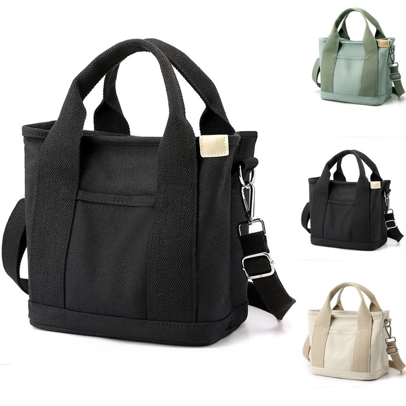 Multi-Pocket Canvas Tote Bag,Large Capacity Crossbody Shoulder Bag Small Handbag