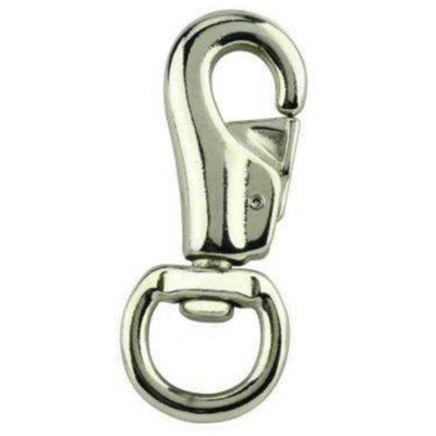 88AI HILASON 7/8 In. X 4 In. Horse Tack Malleable Iron Nickel Plated Bull Snap