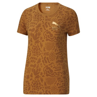 Футболка с круглым вырезом и коротким рукавом с волнистым принтом Puma Wavy Grind по всему телу, женский размер S Cas