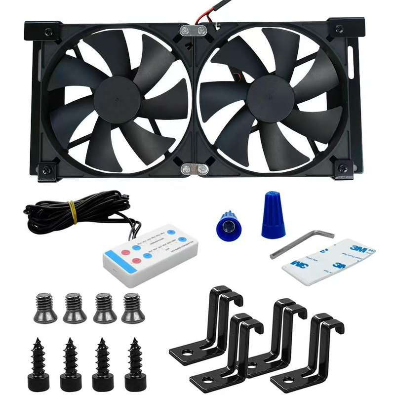 RV Fridge Vent Cooling Fan 12V 140mm Remote Control Auto Manual Waterproof