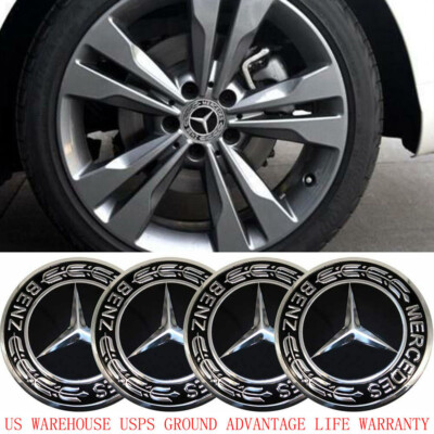4Pcs Wheel Center Caps fit for Mercedes Benz Emblem Logo 75mm Wheel Rim Hub Cap
