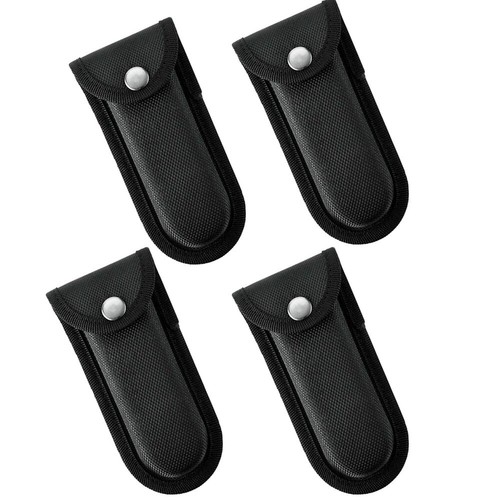 NEW 4pcs Hard Boxed Reinforced Nylon Belt Sheath for 5" Folding Knife Black USA