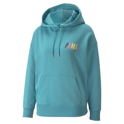 Puma Swxp Graphic Pullover Hoodie Женская синяя повседневная верхняя одежда 53601561