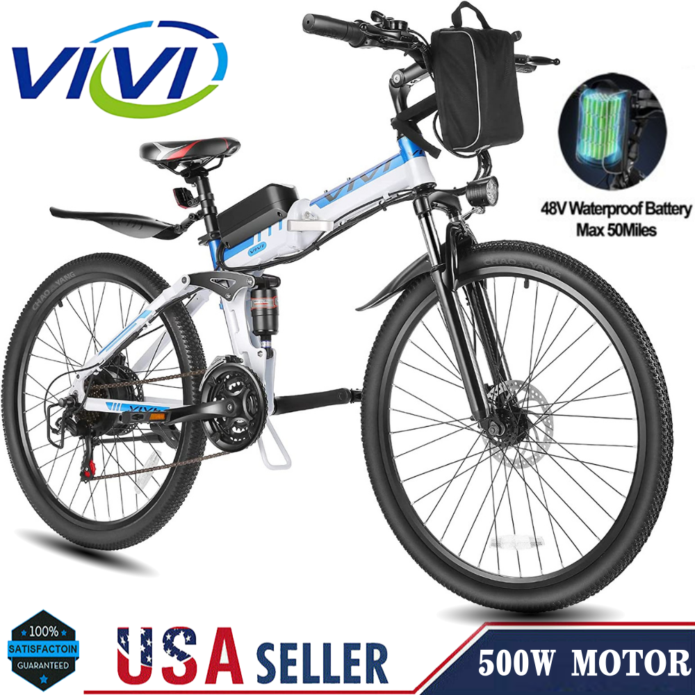 Electric Bicycle for Sale: VIVI 26 in Electric Bike 500W 48V Folding EBike~Shimano 21Speed Mountain Bicycle in Hacienda Heights, California