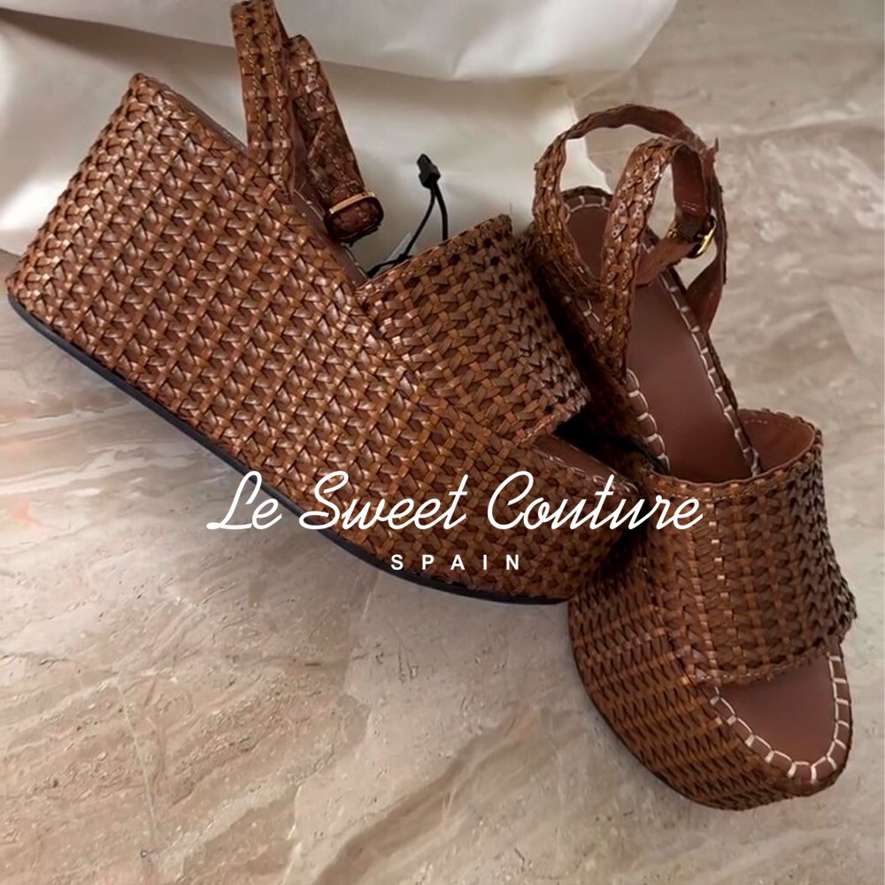 ZARA WOMAN NWT SS25 BROWN BRAIDED WEDGES ALL SIZES 3302/510