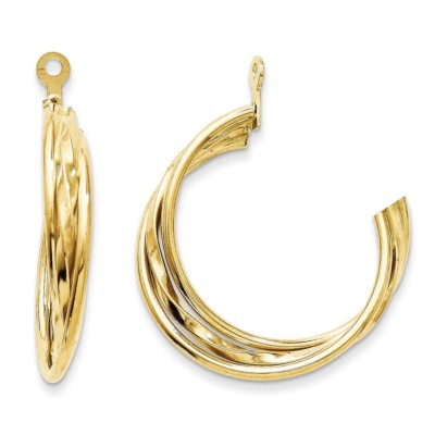 Pre-owned Superdealsforeverything Real 14kt Yellow Gold Polished Hoop Earring Jackets