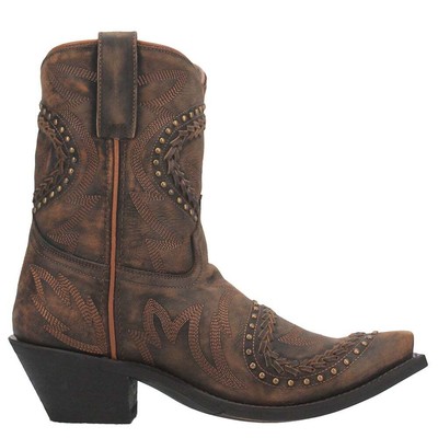 Laredo Fancy Studded Snip Toe Cowboy Boots Womens Brown Casual Boots 52402