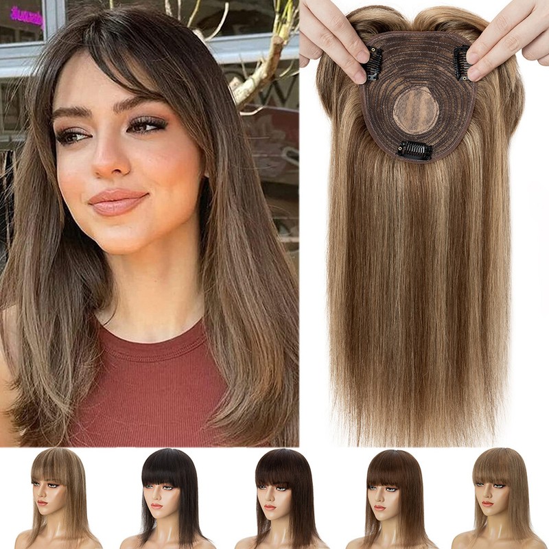 Remy Hair Topper Clip In 100% Real Human Hair Wigs Silk Base Hairpiece for  Women | eBay UK