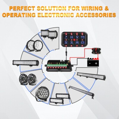 AUXBEAM 8 GANG LED SWITCH PANEL KIT AUTOMATIC DIMMABLE OFF ROAD LIGHT CONTROLLER