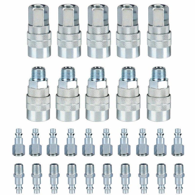 30pcs/Set Quick Coupler Plug Set Compressor Air Hose Connector Fittings 1/4 NPT