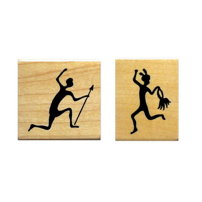 TRIBAL Dancer & Hunter set mounted rubber stamps, Africa, scene building #17