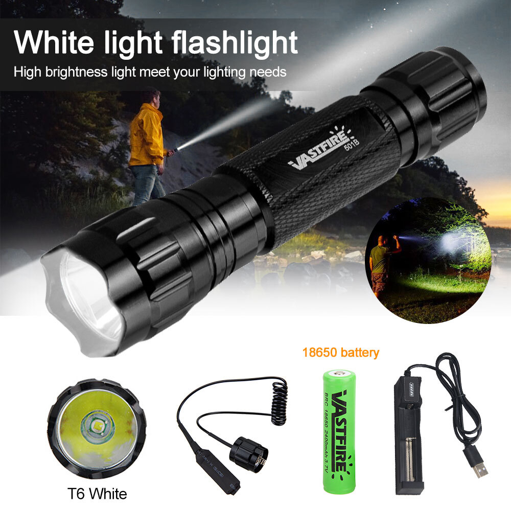 90000LM Tactical Police Gun Flashlight Picatinny Rail Mount+Switch Torch Hunting