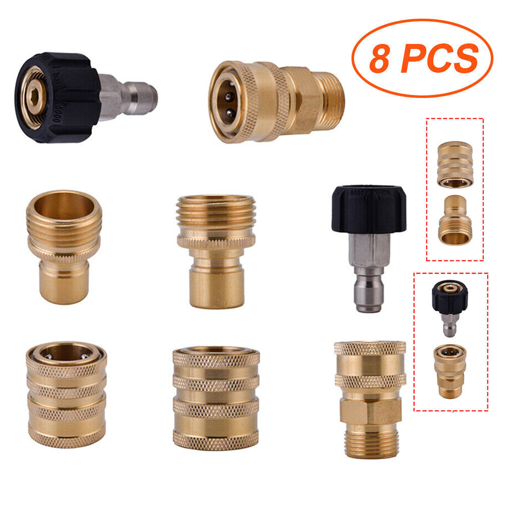 2/8 Pcs Pressure Washer Adapter Set M22 3/8