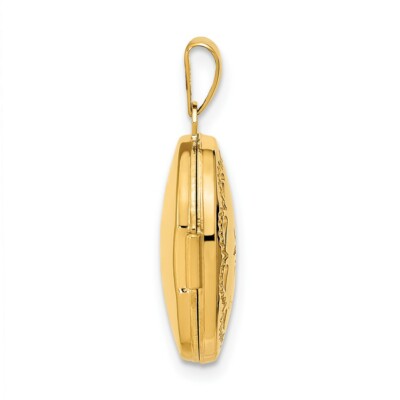Pre-owned Superdealsforeverything Real 14kt Yellow Gold Polished Diamond Oval Locket