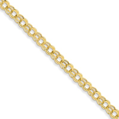 Pre-owned Superdealsforeverything Real 14kt Yellow Gold 8in 5.5mm Hollow Double Link Charm Chain Bracelet; 8 Inch