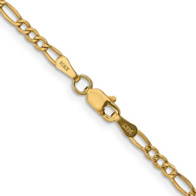 Pre-owned Diamond2deal 14k Yellow Gold 2.5mm Semi-solid Figaro 16" Chain Necklace