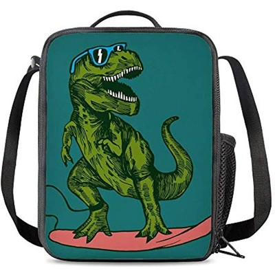 PrelerDIY Surfing Dinosaur Lunch Box Insulated Meal Bag Food Container For Boys