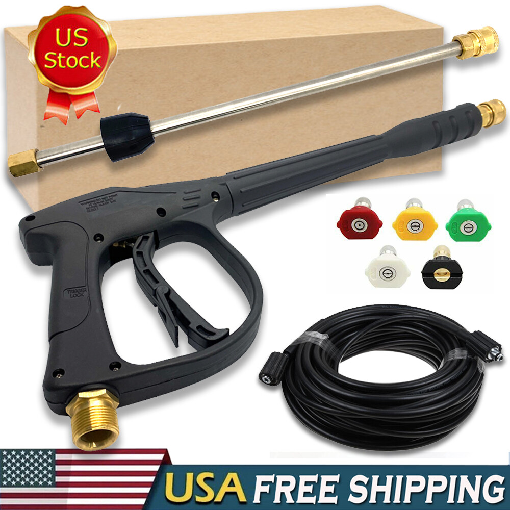 Pressure 4000PSI Car Power Washer Gun Spray Wand Lance Nozzle Hose Kit M22 M14