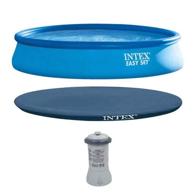 15 ft. x 33 in. Round Easy Set Above Ground Swimming Pool, Filter Pump Cover Tar