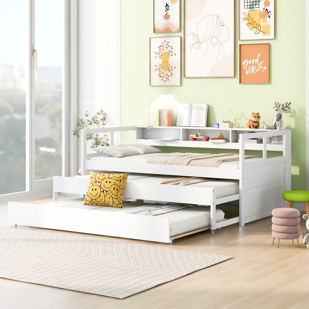 With 2 Twin Size Trundles,3 Storage Cubbies