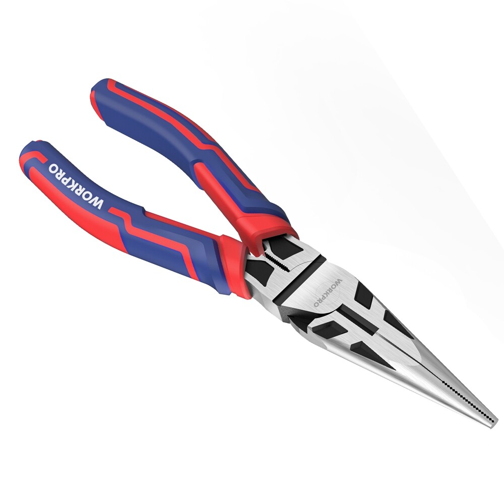 WORKPRO Premium 6-inch Needle Nose Pliers Heavy-Duty Wire Cutter Long Nose Plier