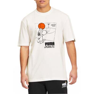 Puma Peanuts Crew Neck Футболка с коротким рукавом Мужские повседневные топы размера M 530616-02