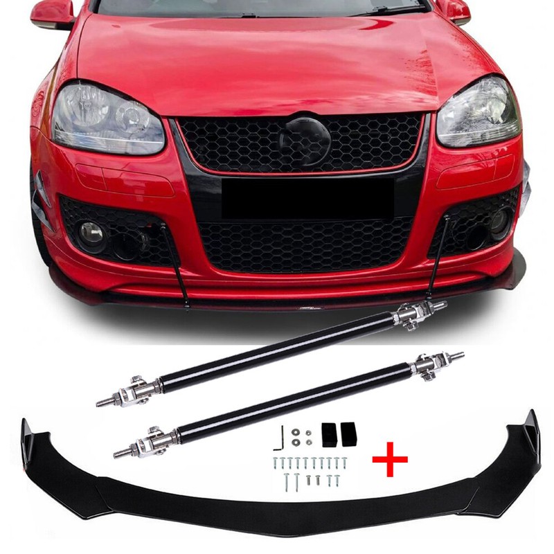 Mk5 Mk6 Mk7 Front Bumper Lip Body Kit Spoiler Splitter + Strut Rods