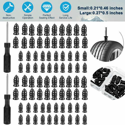 20-80PC Tire Repair Rubber Nail Car Tire Repair Screw in Rubber Plug Nail Vacuum