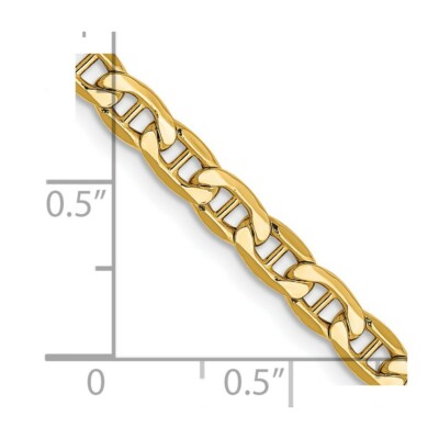 Pre-owned Skyjewelers Real 14kt Yellow Gold 24 Inch 4mm Semi-solid Anchor With Lobster Clasp Chain