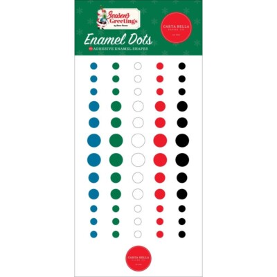Crafts Enamel Dots CB Season's Greetings Blue Green Red White Black