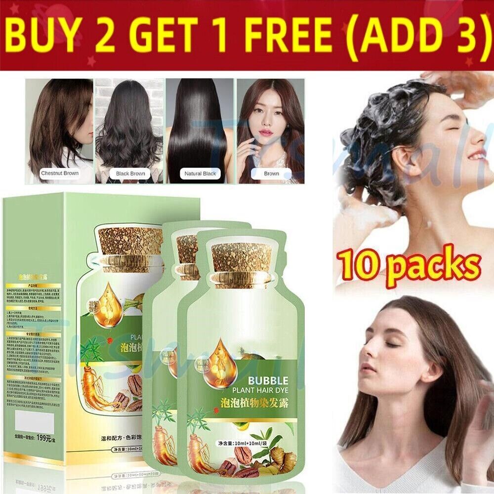Natural Plant Hair Dye"New_Botanical Bubble Hair Dye 20ml x10 packs  Shampoo US