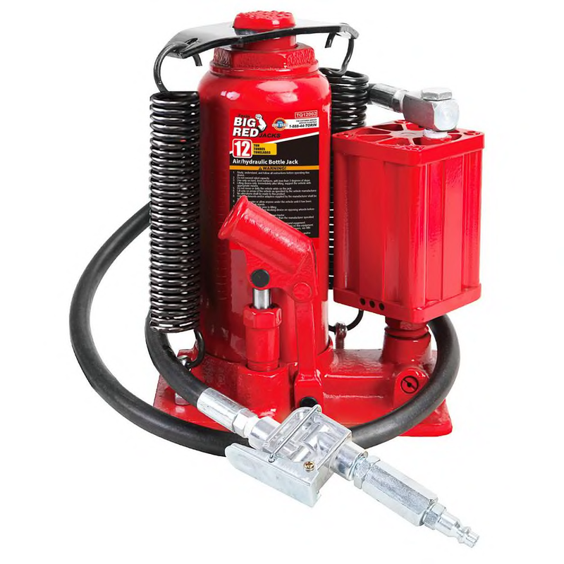 12-Ton Pneumatic Hydraulic Air Bottle Jack Glide Action Adjustable Saddle Handle