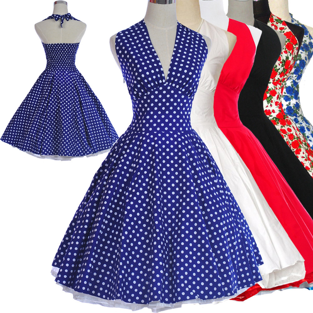 Summer 50s 60s 70s Vintage Retro TEA Dress Rockabilly Party Summer 50s 60s 70s Vintage Retro TEA Dress Rockabilly Party