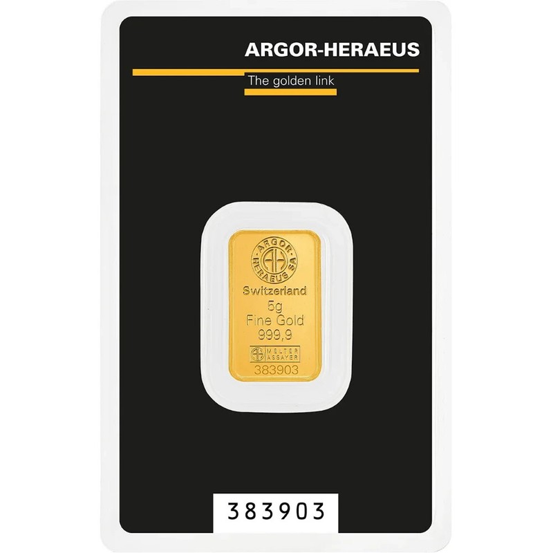 Goldbarren 5 Gramm 9999 Gold Argor-Heraeus Im Original  Blister